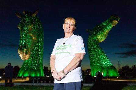 kelpies lit up green for Organ Donation Week 2018